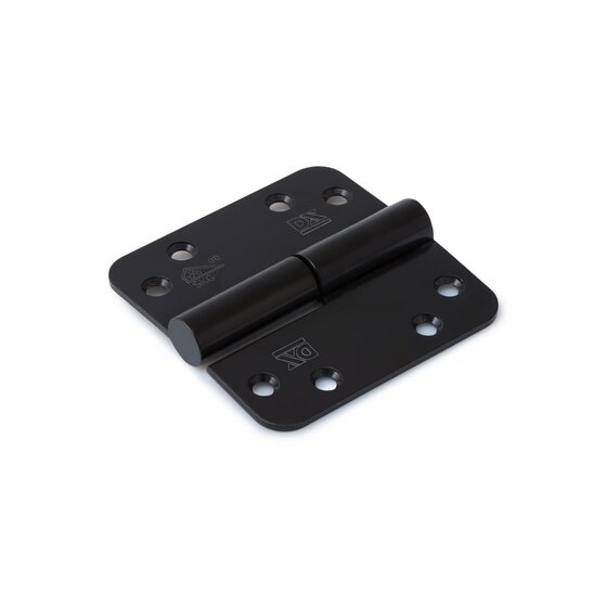 Wemekamp Scharnieren - DX kogelstiftpaumelle, ronde hoeken, 89x89 mm, rechts, RVS geborsteld, zwart, SKG ***®