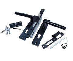 Eurofix deurslot-set PC72, RVS zwart kruk/schild recht, white label