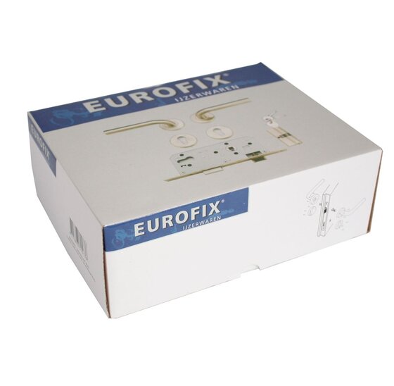Wemekamp Deur- en poortsloten - Eurofix deurslot-set PC85, RVS kruk/pc rozet rond, voor- en sluitplaat RVS