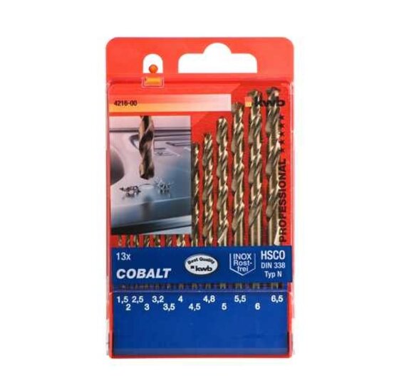 Wemekamp Cobalt HSS CO spiraalborenset 1.5-6.5 MM, 13-delig