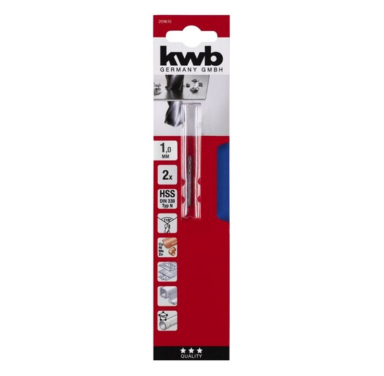 Wemekamp Boren - HSS spiraalboor DIN 338 1.0 mm 2 st. kaart