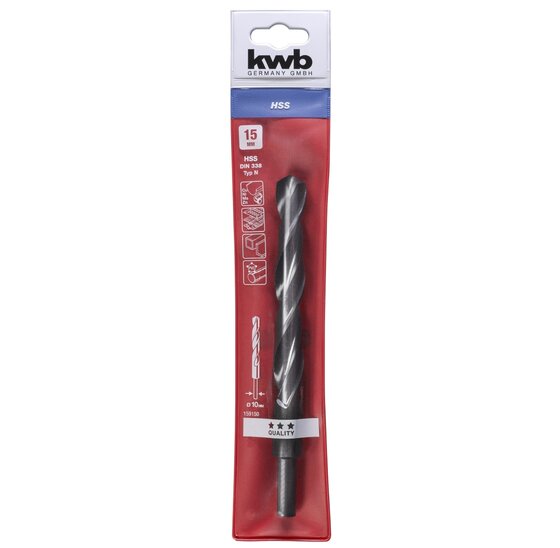 Wemekamp Boren - HSS spiraalboor afgedraaide schacht 15.0 mm etui