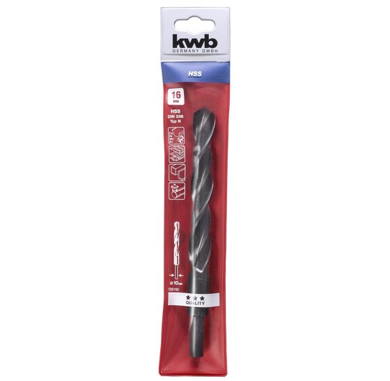 Wemekamp Boren - HSS spiraalboor afgedraaide schacht 16.0 mm etui
