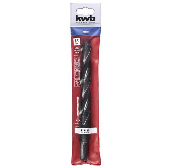Wemekamp Boren - HSS spiraalboor afgedraaide schacht 18.0 mm etui