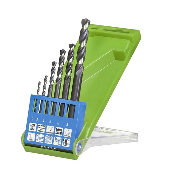 Wemekamp Hi-Nox HSS M2 metaalborenset 6-delig  2.0, 3.0, 4.0, 5.0, 6.0, 8.0