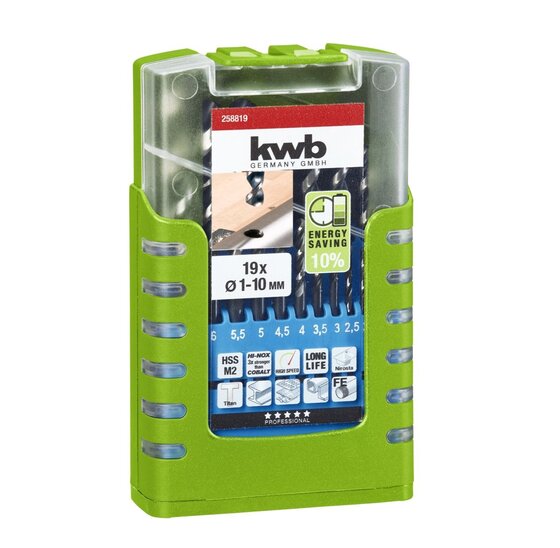 Wemekamp Hi-Nox HSS M2 metaalborenset 19-delig 1.0 - 10 mm (toename 0.5 mm)