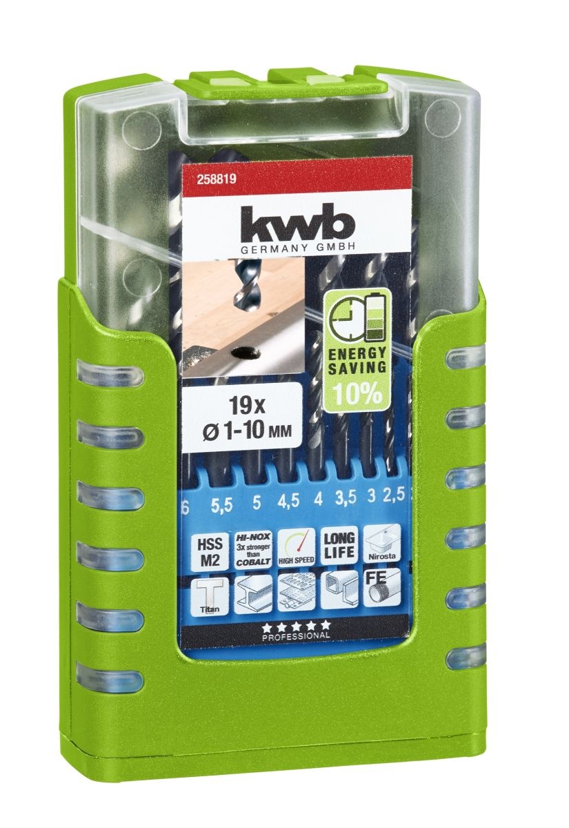 HSS M2 Metaalborenset 19-delig 1-10mm kwb Hi-Nox