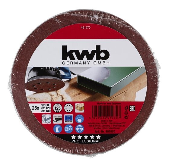 Wemekamp Schuren - Klit schuurschijf ø 125 MM assorti 9x60, 8x120, 8x180