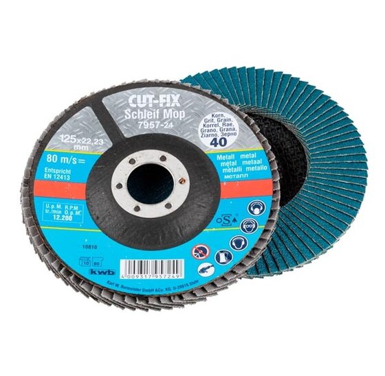 Wemekamp Slijpschijven - CUT-FIx® Slijpmop, lamellenschuurschijf 125x22 MM K40