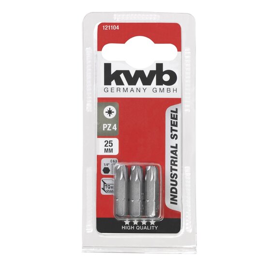Wemekamp Bits - Schroefbit pozidrive Nr. 2 25 mm ¼“ 3 stuks kaart