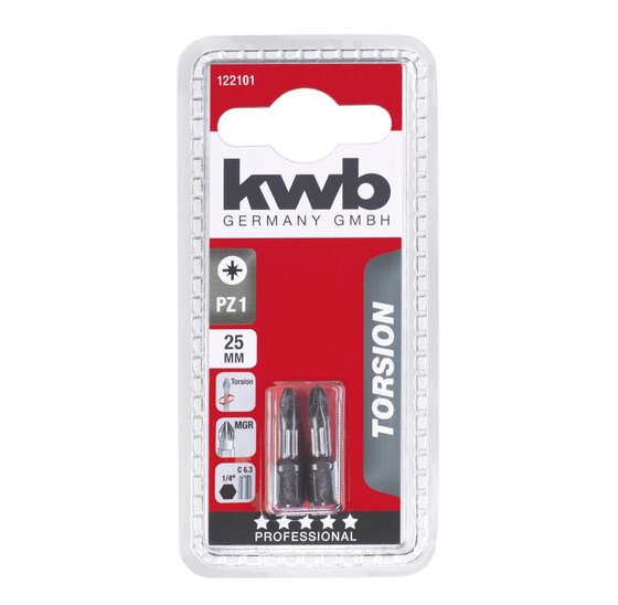 Wemekamp Bits - Torsie bit 25 MM pozidrive Nr. 1 2 stuks kaart