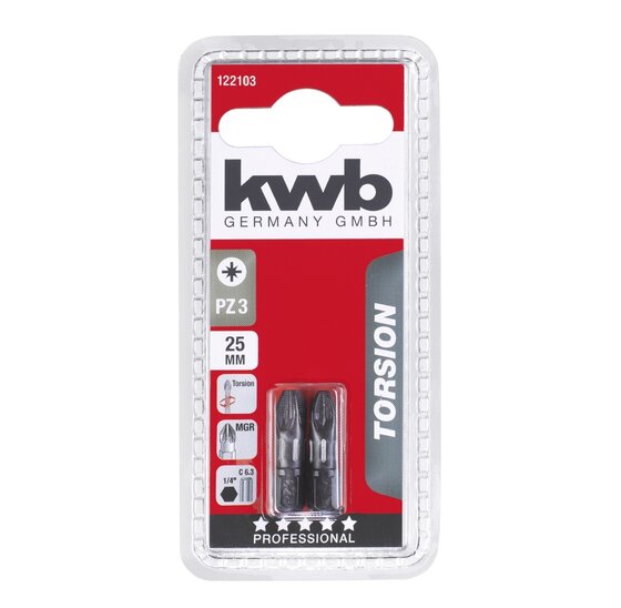 Wemekamp Bits - Torsie bit 25 MM pozidrive Nr. 3 2 stuks kaart