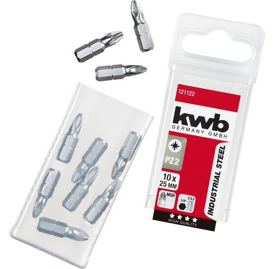 Wemekamp Bits - Schroefbit pozidrive Nr. 2 25 MM ¼“ 10 delig blister