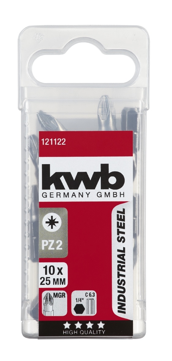Schroefbit Pozidrive Nr. 2 25mm ¼" 10 stuks KWB