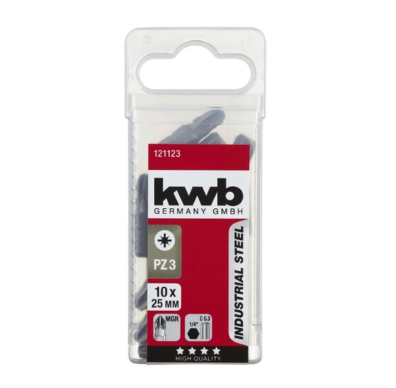 Wemekamp Bits - Schroefbit pozidrive Nr. 3 25 MM ¼“ 10 delig blister