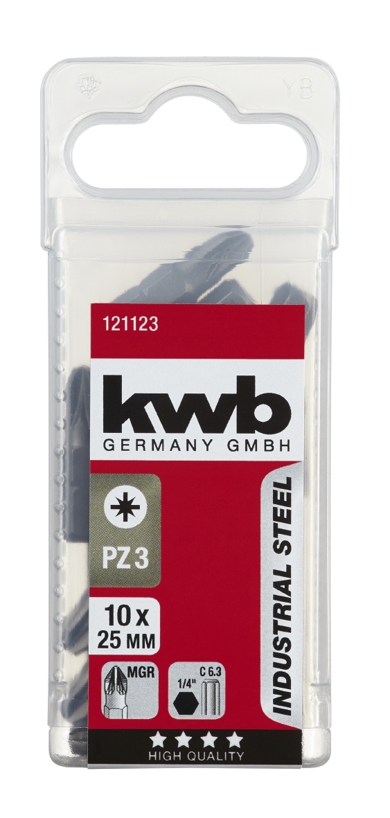 Schroefbit Pozidrive PZ3 25mm ¼" - 10 stuks