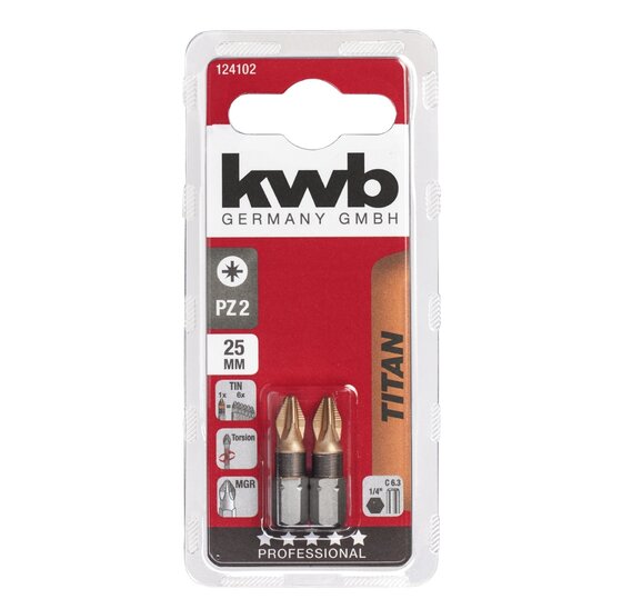 Wemekamp Titaan bits, 25 mm pozidrive PZ 2 2 st. kaart