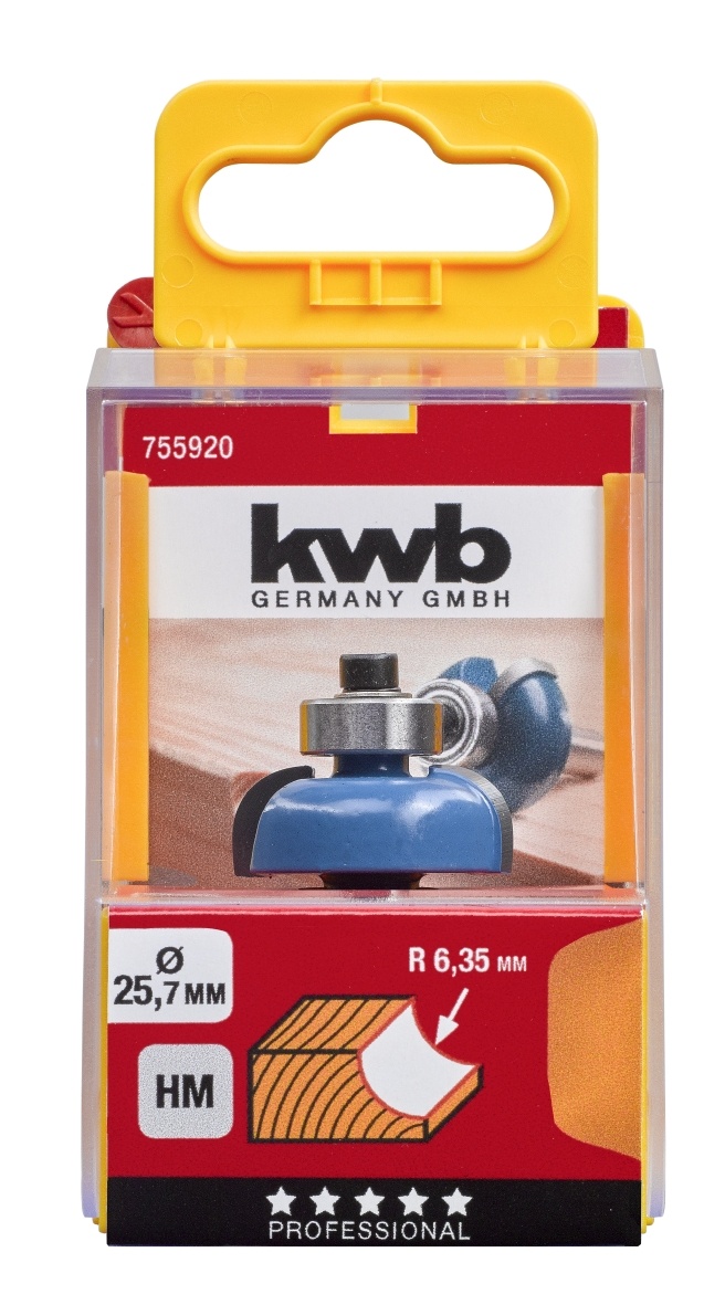 Holprofielfrees HM 25,7 mm met aanloopkogellager