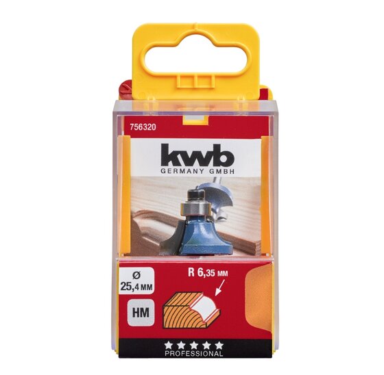 Wemekamp Schaven en frezen - Kwartrondprofielfrees HM, aanloopkogellager 25.4 mm blister
