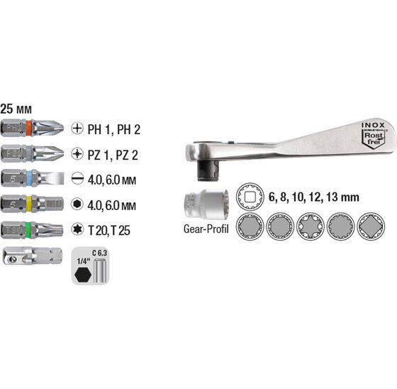 Wemekamp Bits - Doppen-/bit set met clip 17-delig