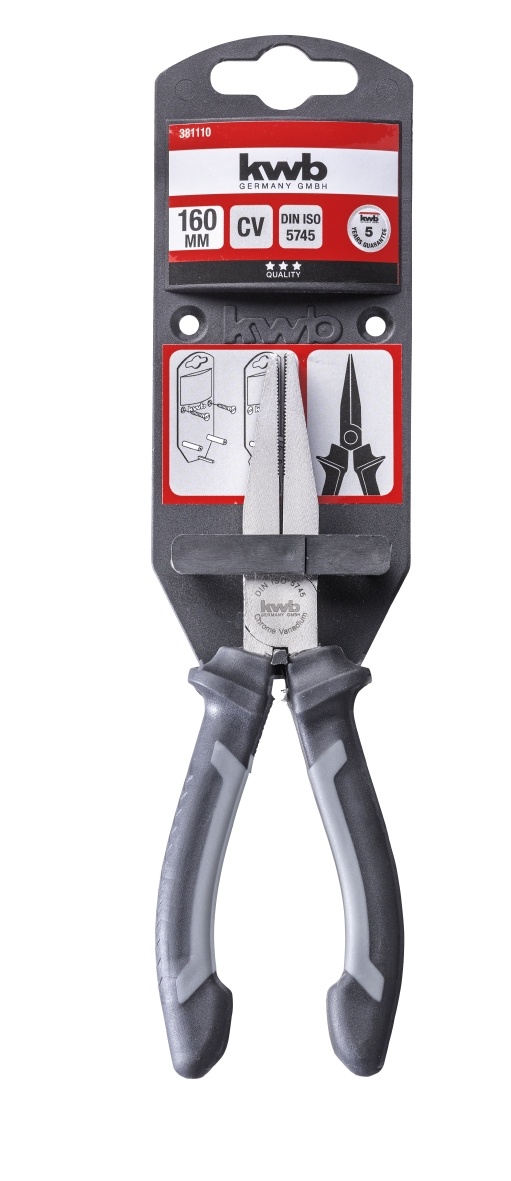Platte tang 160 mm CV-staal met 2 componenten handgrepen