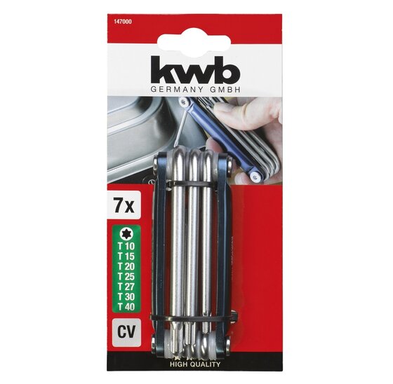 Wemekamp Schroef- en dopsleutels - Torx-stiftsleutelset CV-staal, T10-T40 7 delig