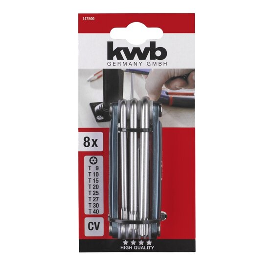 Wemekamp Schroef- en dopsleutels - Tamper-Torx stiftsleutelset CV-staal, TT9-TT40 8 delig