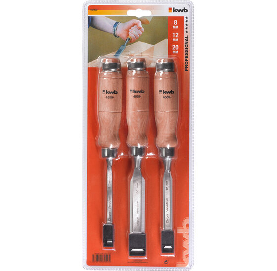 Wemekamp Beitels en vijlen - Steekbeitelset hout 8, 12, 20 MM