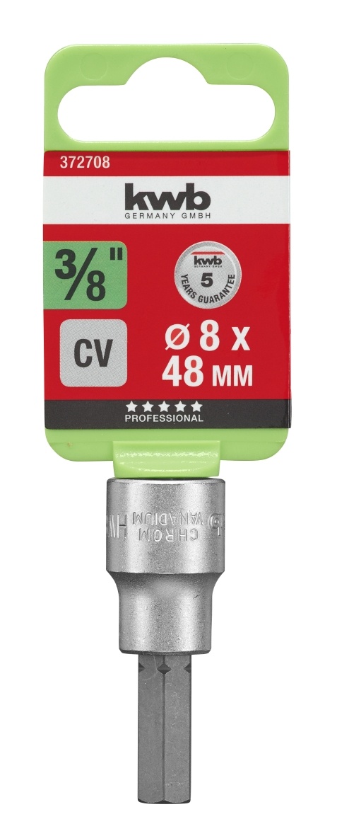 Bits voor dopsleutel 3/8'' - CV staal - 6 tot 12 mm