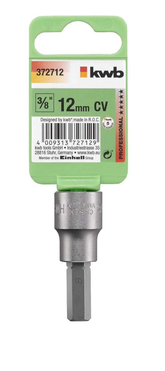 Bits voor dopsleutel 3/8'' - CV staal - 6 tot 12 mm