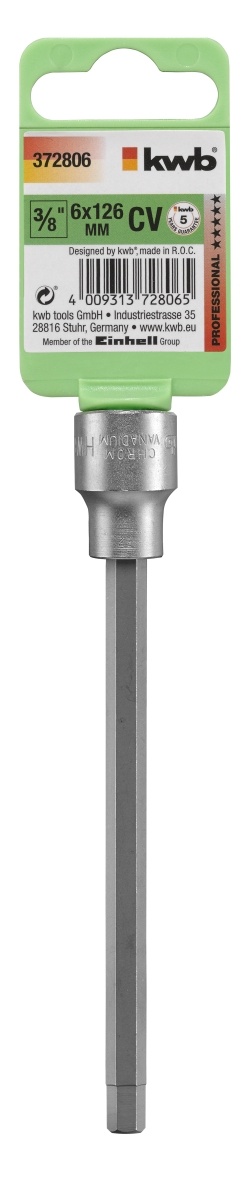 Bits voor dopsleutel 3/8'' - CV staal - 6 tot 12 mm