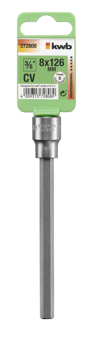 Bits voor dopsleutel 3/8'' - CV staal - 6 tot 12 mm