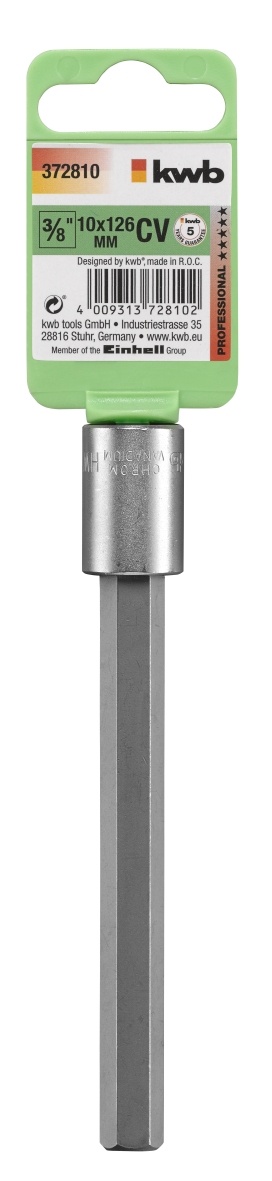 Bits voor dopsleutel 3/8'' - CV staal - 6 tot 12 mm