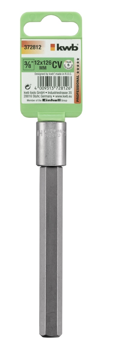 Bits voor dopsleutel 3/8'' - CV staal - 6 tot 12 mm