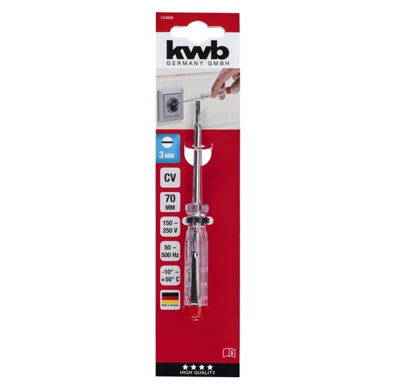 Wemekamp Schroevendraaiers - Spanningzoeker, 150-250 Volt, 3.0x70 kaart