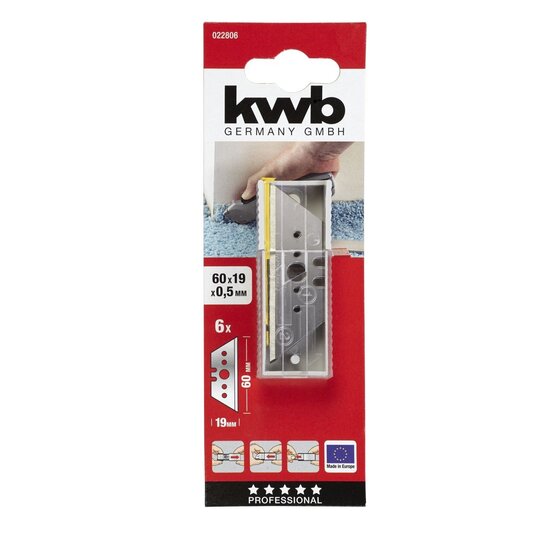 Wemekamp Handzagen en messen - Trapeziumvormige mesjes 60x19 mm 6 st. kaart
