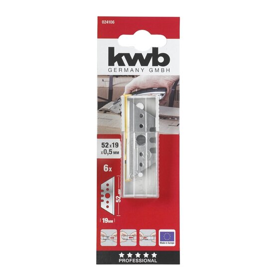 Wemekamp Handzagen en messen - Trapeziumvormige mesjes 52x19 6 st. kaart
