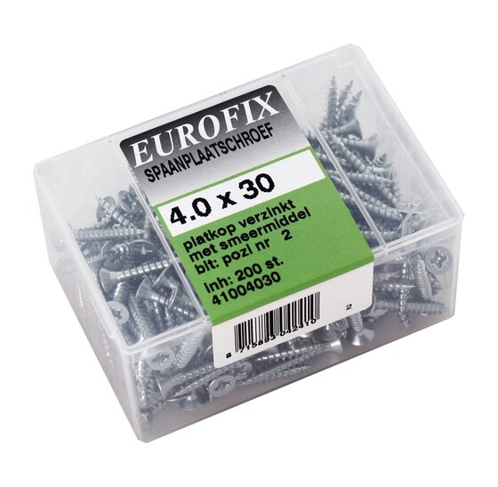 Wemekamp Eurofix Spaanplaatschroef Verzinkt PK 4.0x30mm 200st