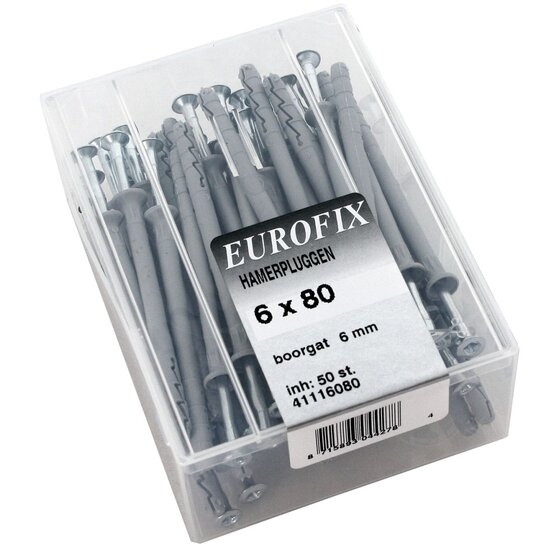 Wemekamp Eurofix Kozijnplug 6x80 mm Hamerplugs Kuipverpakking 50 stuks