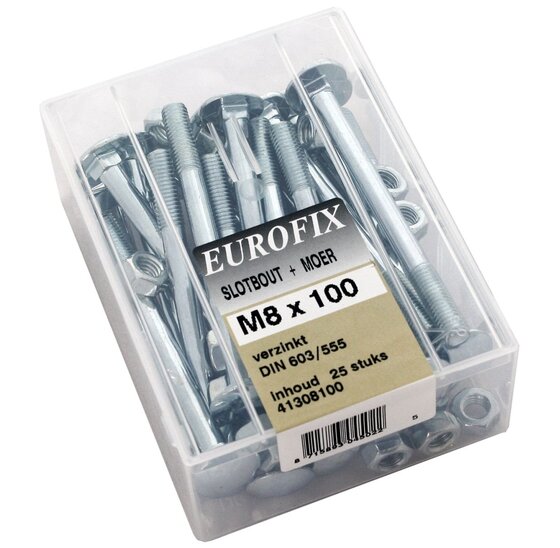 Wemekamp Eurofix Slotbout Verzinkt M8 x 100 - 25 stuks