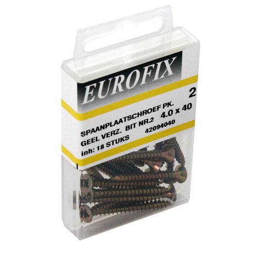 Wemekamp Eurofix blisterverpakking - Eurofix spaanplaatschroef geel verzinkt PK