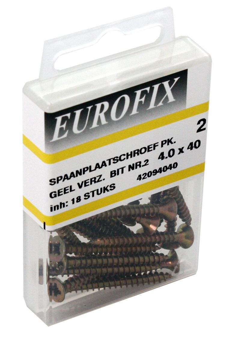Wemekamp Eurofix blisterverpakking - Eurofix spaanplaatschroef geel verzinkt PK