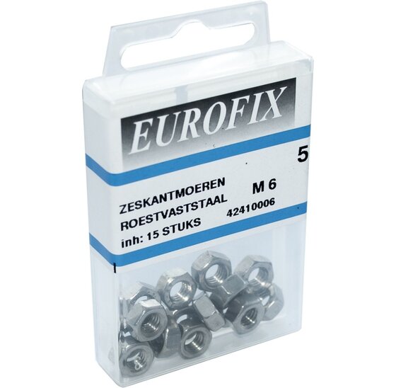 Wemekamp Eurofix blisterverpakking - Eurofix zeskantmoer RVS