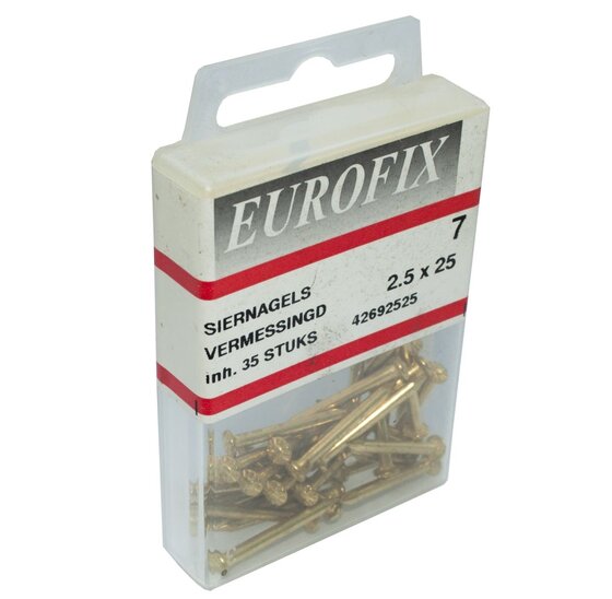 Wemekamp Eurofix blisterverpakking - Eurofix siernagel vermessingd 2.5x25 (3ST)