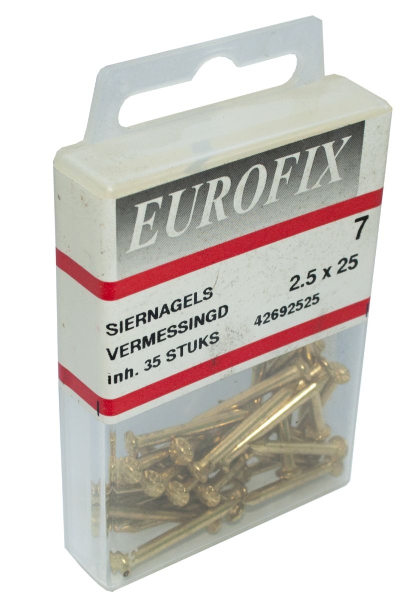 Wemekamp Eurofix blisterverpakking - Eurofix siernagel vermessingd 2.5x25 (3ST)
