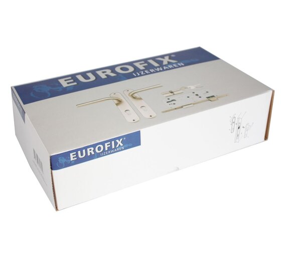 Wemekamp Deur- en poortsloten - Eurofix deurslot-set PC85, RVS kruk/schild ovaal, voor- en sluitplaat RVS