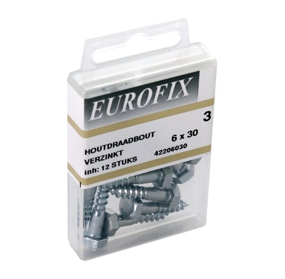 Wemekamp Eurofix Houtdraadbout Verzinkt 6x30mm - 12 stuks