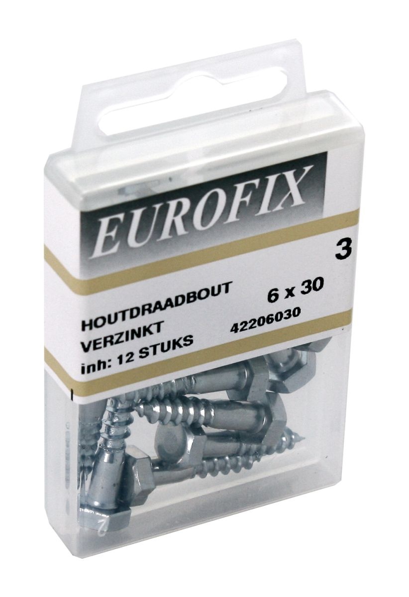 Wemekamp Eurofix Houtdraadbout Verzinkt 6x30mm - 12 stuks