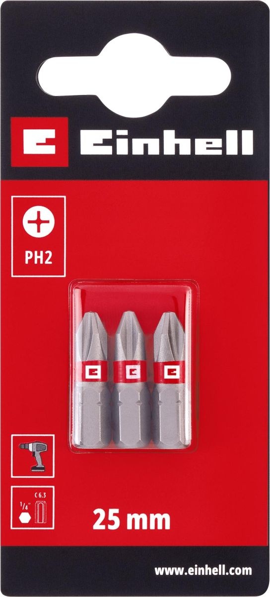 Schroefbit Philips Nr. 2 25mm ¼" - 3 stuks