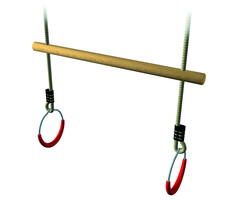Rekstok hout met ringenset metaal